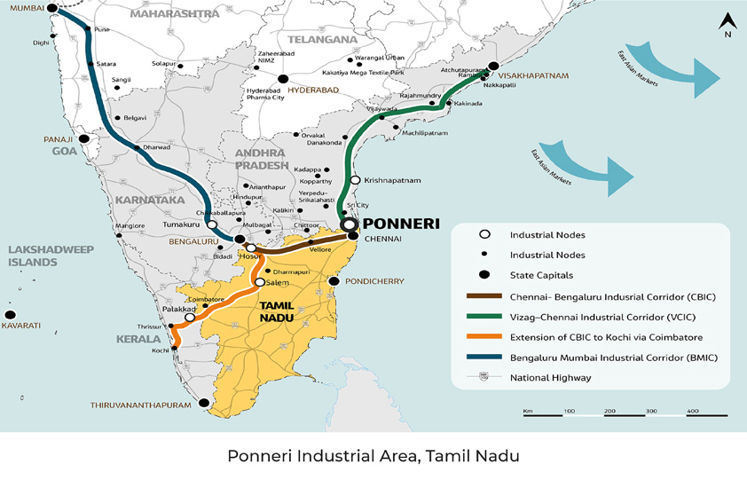 Chennai, Chennai Bengaluru Industrial Corridor (CBIC), Chennai Port, Engineering Hub, Ennore, Kanchipuram, Kattupalli, Ponneri, Tamil Nadu, Tiruvallur