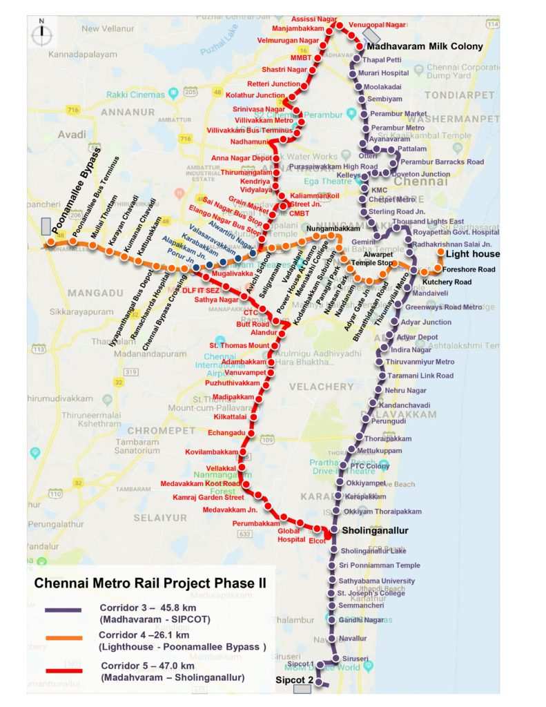 Page 0001 of the Chennai Metro Phase 2 map